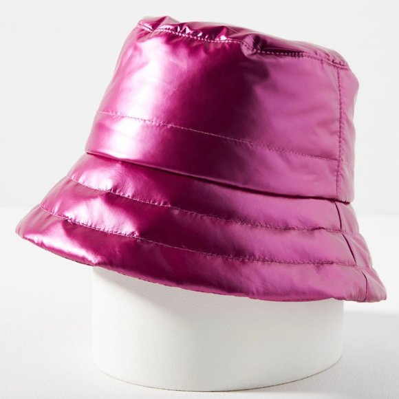 NWT Anthropologie Puffer Bucket Hat in Pink - Picture 2 of 6